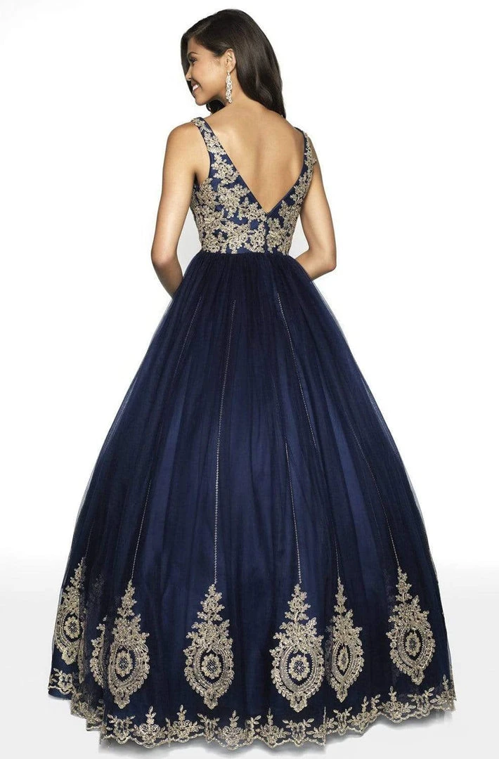 Blush By Alexia Designs - 5710 Metallic Lace V-neck Tulle Ballgown Formal Gowns 4 Blush By Alexia Designs - 5710 Metallic Lace V-neck Tulle Ballgown Formal Gowns