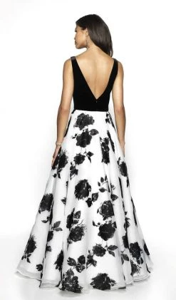 Blush By Alexia Designs - 5714 Plunging V-Neck Floral Dress