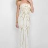 Blush By Alexia Designs - 7014 Gold Printed Strapless Long Dress