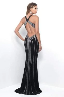 Blush By Alexia Designs - 7102 Crossed Jewel Jersey Sheath Gown