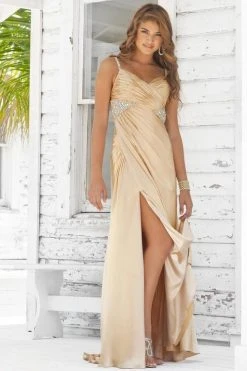 Formal Gowns Blush By Alexia Designs - 9326 Sleeveless Pleated Long Gown With Slit