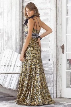 Blush By Alexia Designs - 9340 One Shoulder Printed Long Dress