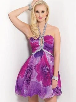 Blush By Alexia Designs - 9409 Floral Printed Cocktail Dress Cocktail Dresses