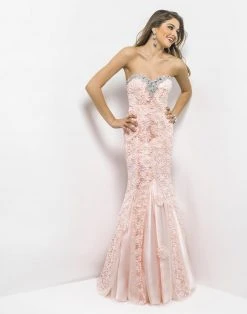 Formal Gowns Blush By Alexia Designs - 9582 Embroidered Floral Strapless Mermaid Gown