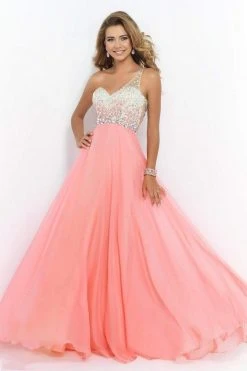 Blush By Alexia Designs - 9965 One Shoulder Beaded Long Dress Formal Gowns