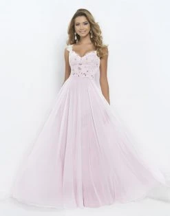 Blush By Alexia Designs - 9986 V Neck Cap Sleeve Long Dress Formal Gowns