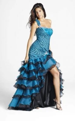 Formal Gowns Blush By Alexia Designs - Asymmetrical Ruffled Tiered Gown 9266