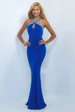 Blush By Alexia Designs - Bejeweled Halter Cutout Sheath Gown 11031 Formal Gowns