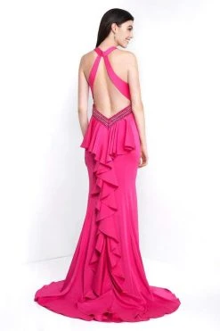 Blush By Alexia Designs - C1029 High Halter Ruffle Paneled Sheath Gown Formal Gowns