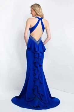 Blush By Alexia Designs - C1029 High Halter Ruffle Paneled Sheath Gown Formal Gowns