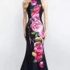 Blush By Alexia Designs - C1040 Sleek Floral Print Halter Sheath Dress