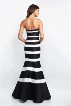 Formal Gowns Blush By Alexia Designs - C1051 Bow Accented Striped Mermaid Dress