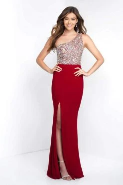 Blush By Alexia Designs - C1084 Beaded Asymmetrical Jersey Fitted Gown Formal Gowns
