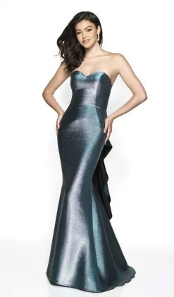 Formal Gowns Blush By Alexia Designs - C2003 Metallic Strapless Paneled Gown