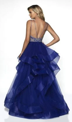 Formal Gowns Blush By Alexia Designs - C2007 Beaded V-neck Ruffled Tulle Ballgown