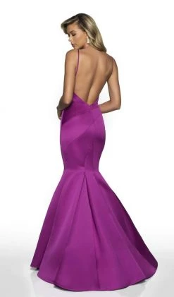 Blush By Alexia Designs - C2018 V Neck Backless Satin Mermaid Gown