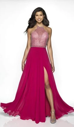 Blush By Alexia Designs - C2032 Illusion Halter High Slit Gown