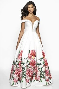 Formal Gowns Blush By Alexia Designs - C2062 Plunging Off-Shoulder Ballgown