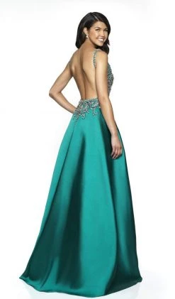 Blush By Alexia Designs - C2066 Bejeweled Backless A-Line Gown