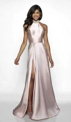 Formal Gowns Blush By Alexia Designs - C2078 Beaded Choker High Slit Gown