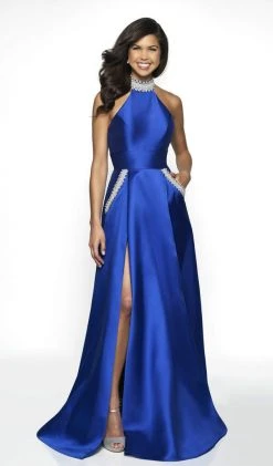 Formal Gowns Blush By Alexia Designs - C2078 Beaded Choker High Slit Gown