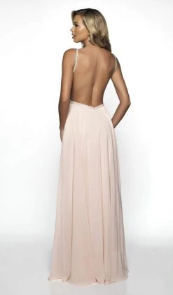 Formal Gowns Blush By Alexia Designs - C2081 Beaded A-Line Dress With Slit