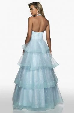 Blush By Alexia Designs - C2107 Plunging Halter Ruffled Gown Formal Gowns