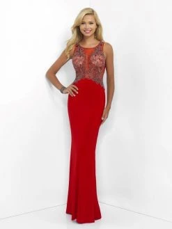 Blush By Alexia Designs - Embellished Illusion Jewel Sheath Dress X305