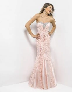 Formal Gowns Blush By Alexia Designs - Embroided Floral Strapless Mermaid Gown 9582