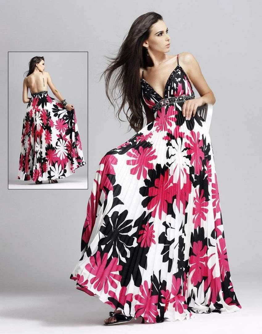 Formal Gowns Blush By Alexia Designs - Floral Print Accordion Gown 9034 3 Formal Gowns Blush By Alexia Designs - Floral Print Accordion Gown 9034