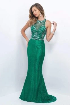 Blush By Alexia Designs - Halter Style Jewel Long Sheath Dress 11111