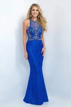 Blush By Alexia Designs - Halter Style Jewel Long Sheath Dress 11111