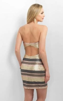 Blush By Alexia Designs - Sequined Straight Sheath Dress C356