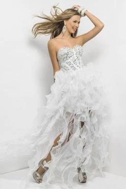 Blush By Alexia Designs - Sheer Ruffled Sweetheart High-Low Gown 9560 Formal Gowns 9 Blush By Alexia Designs - Sheer Ruffled Sweetheart High-Low Gown 9560 Formal Gowns