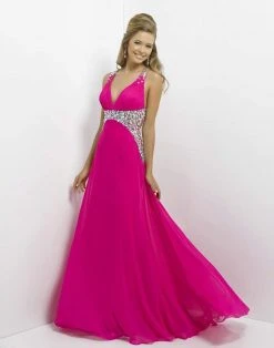 Blush By Alexia Designs - Sleeveless V-Neck Pleated Long Dress 9708