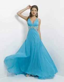 Blush By Alexia Designs - Sleeveless V-Neck Pleated Long Dress 9708