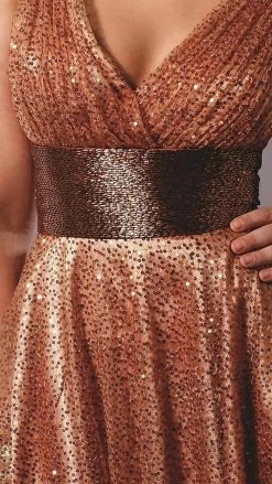 Cocktail Dresses Blush By Alexia Designs - Sparkling V-Neck Cocktail Dress 9131