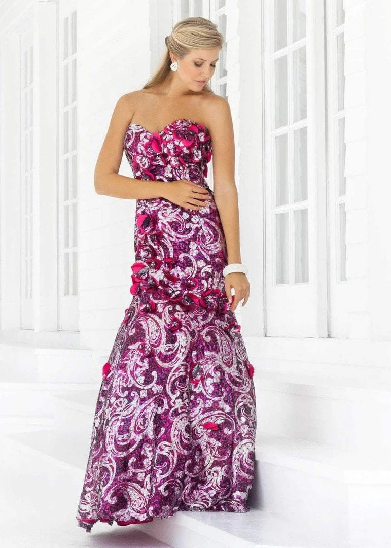 Blush By Alexia Designs - Strapless Floral Sequined Trumpet Gown 9336 3 Blush By Alexia Designs - Strapless Floral Sequined Trumpet Gown 9336