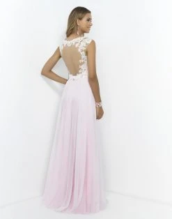 Blush By Alexia Designs - V Neck Cap Sleeve Long Dress 9986