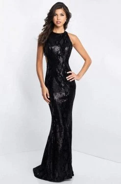 Blush By Alexia Designs Blush - C1021 Snake Print Sequined Halter Sheath Dress