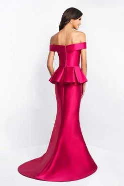 Blush By Alexia Designs Blush - C1048 Off-Shoulder Pleated Peplum Sheath Dress