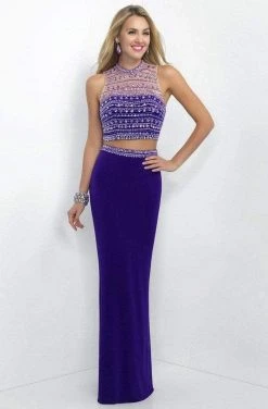 Blush By Alexia Designs Blush - Crystal Encrusted Cropped Top Sheath Dress 11055