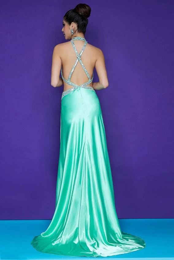 Blush By Alexia Designs Blush - Embellished Halter Strap Neck A-line Gown 9622 4 Blush By Alexia Designs Blush - Embellished Halter Strap Neck A-line Gown 9622