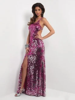 Blush By Alexia Designs Blush - One Shoulder Sequined Long Gown With Sexy Slit 9428 Formal Gowns