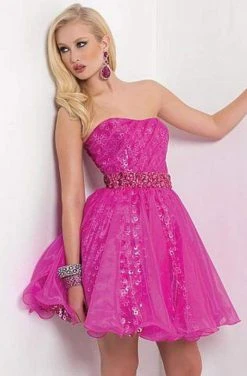 Blush By Alexia Designs Blush - Strapless Cocktail Dress With Embellished Waistband 9430