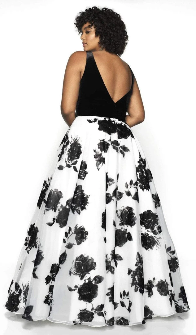 Blush By Alexia Designs Blush Too By Alexia - 5714W Plunging V-Neck Floral Ballgown 4 Blush By Alexia Designs Blush Too By Alexia - 5714W Plunging V-Neck Floral Ballgown