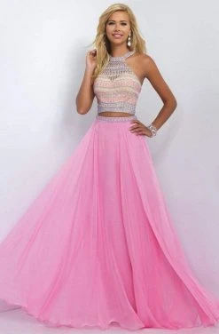 Blush By Alexia Designs Formal Gowns Blush - Two-Piece Bejeweled Illusion High Neck Gown 11056