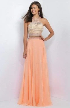 Blush By Alexia Designs Formal Gowns Blush - Two-Piece Bejeweled Illusion High Neck Gown 11056
