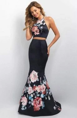 Blush By Alexia Designs Blush - Two-Piece Floral Halter Neck Satin Mermaid Gown 11137