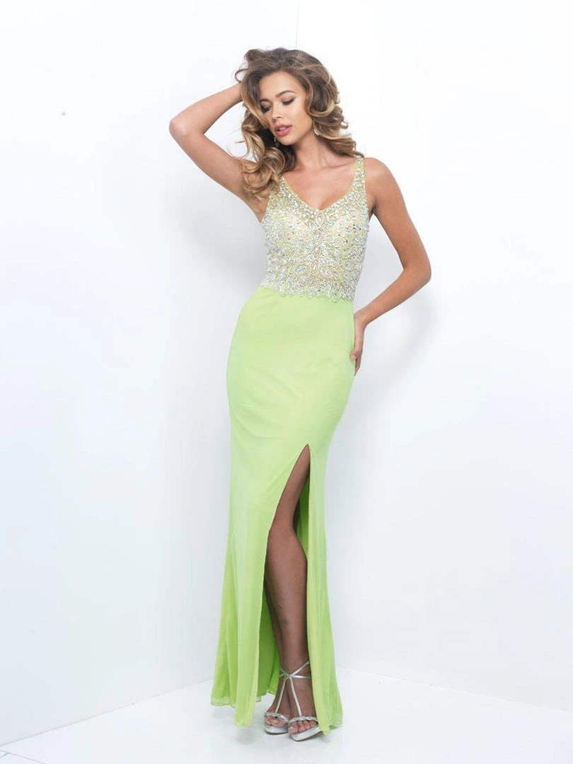 Blush By Alexia Designs Blush - X401 Crystal Embellished Evening Gown With Slit 3 Blush By Alexia Designs Blush - X401 Crystal Embellished Evening Gown With Slit